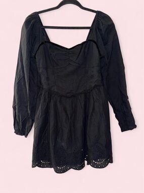 American Eagle Outfitters Black Mini Dress with Puff Sleeves